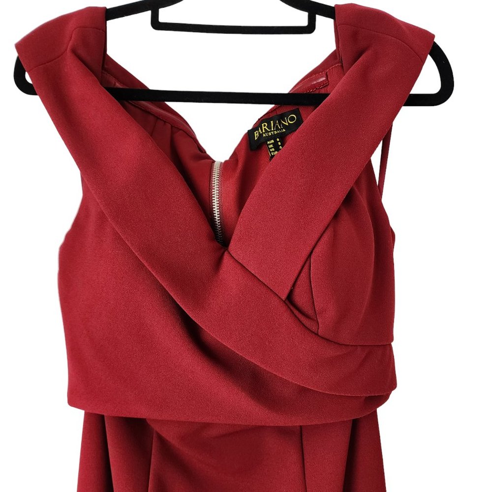 Bariano dress fornal gown burgundy maxi off shoulder gorgeous two-piece size 8 - Picture 6 of 16